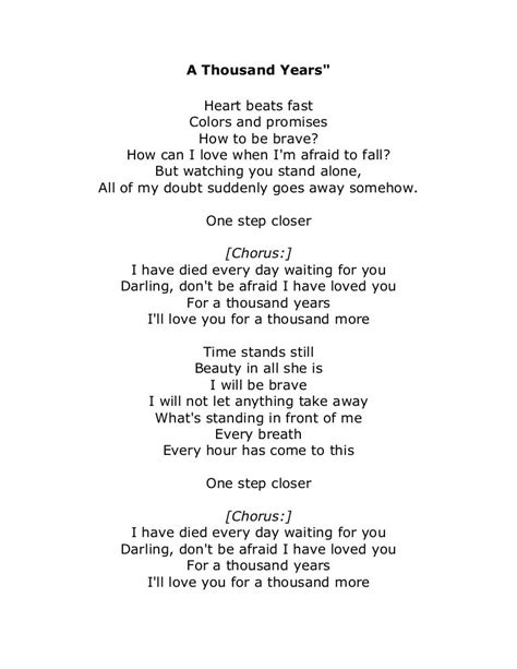 one thousand years letra